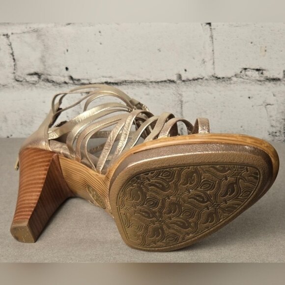 Sottf Strappy Metallic Gold  Gladiator Stappy Heels - Picture 12 of 15